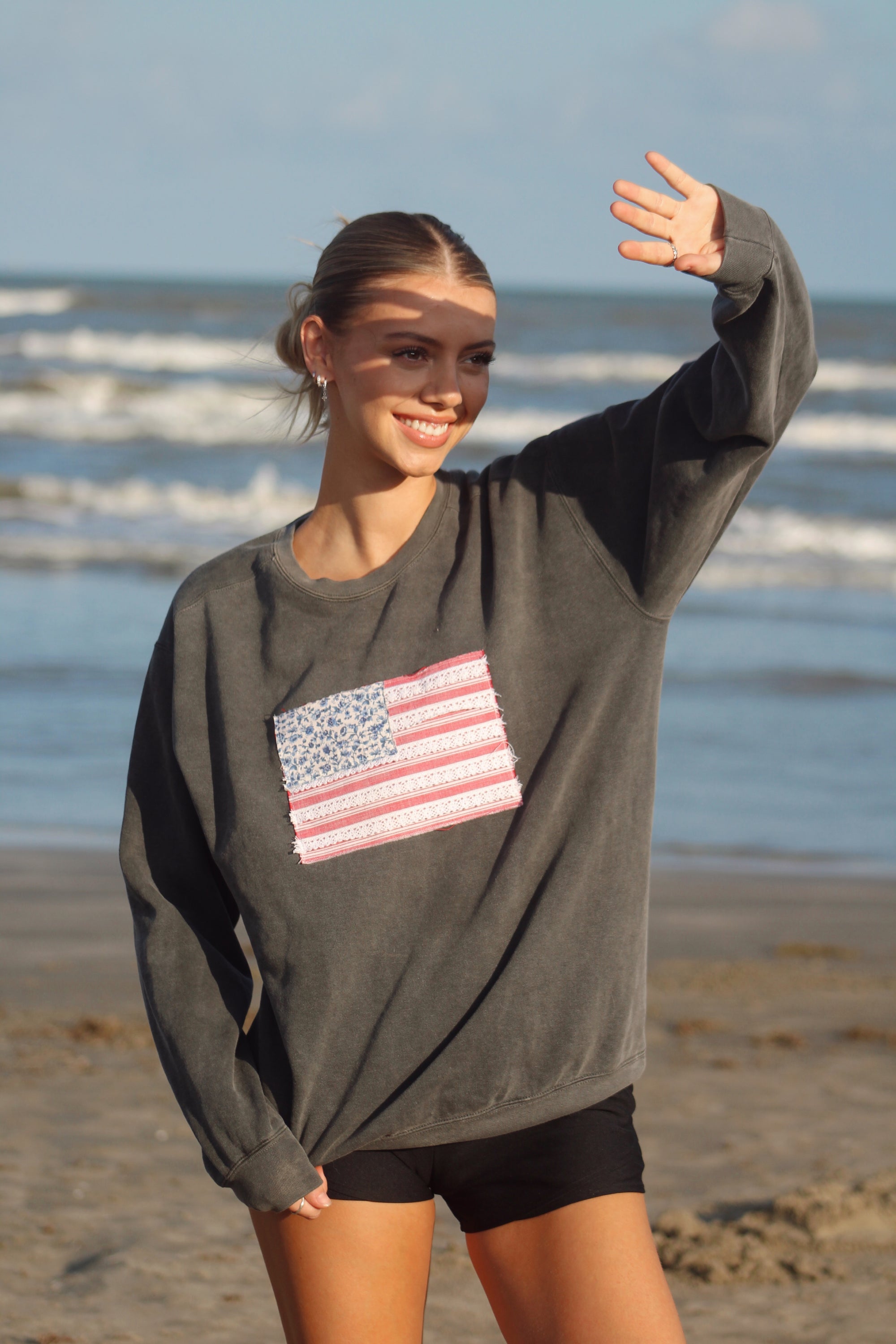 American flag crewneck