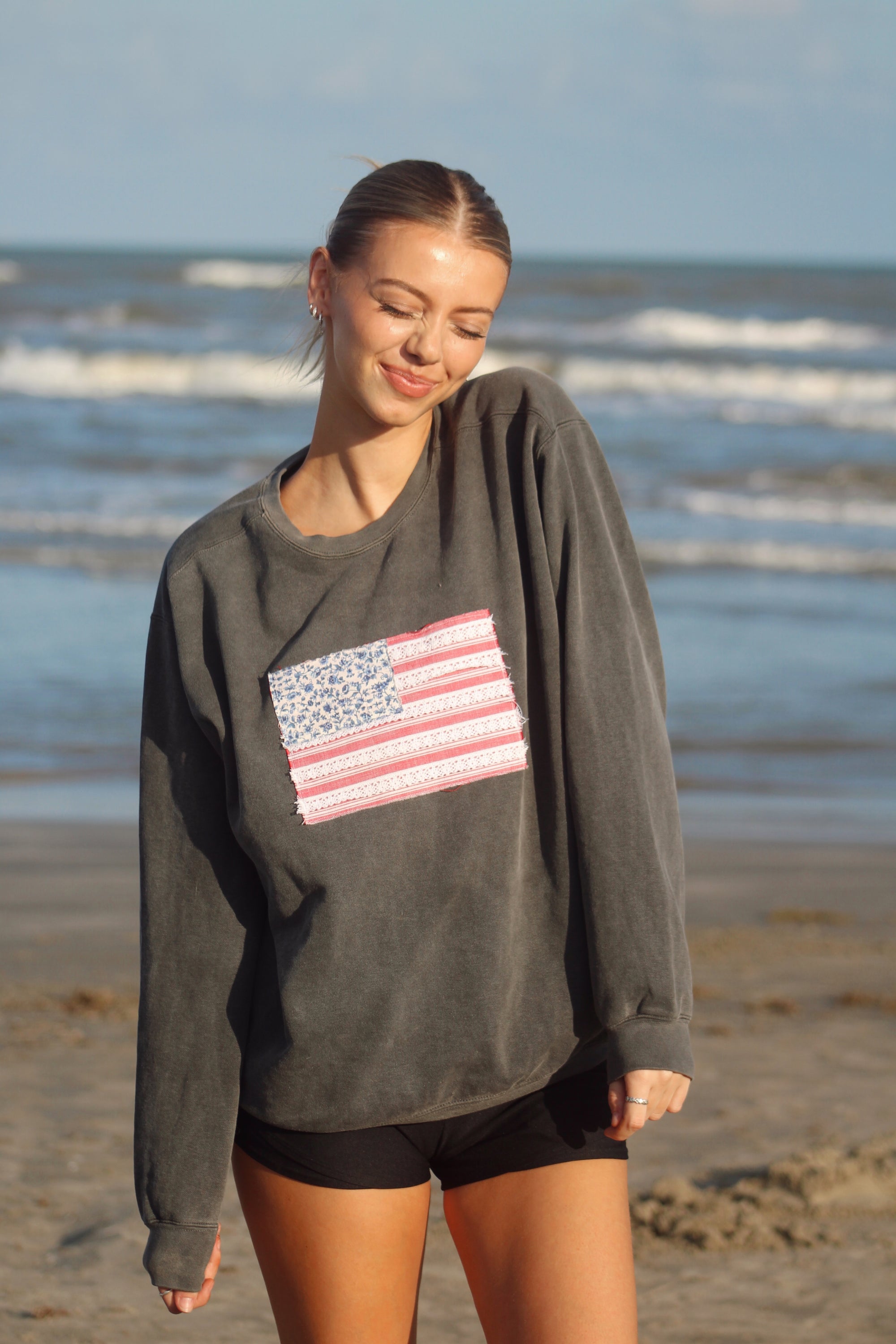 American flag crewneck