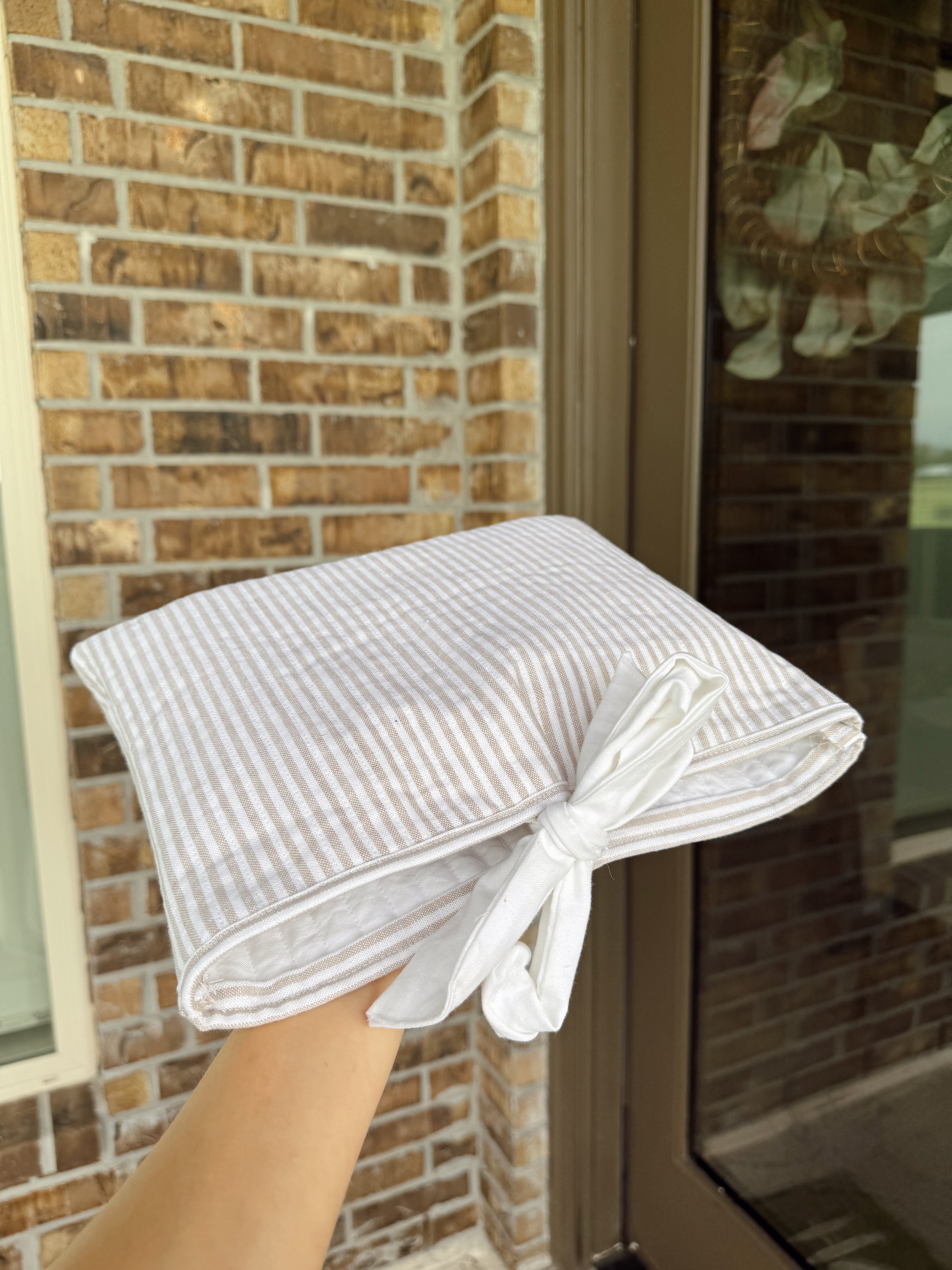 Tan striped Bible cover