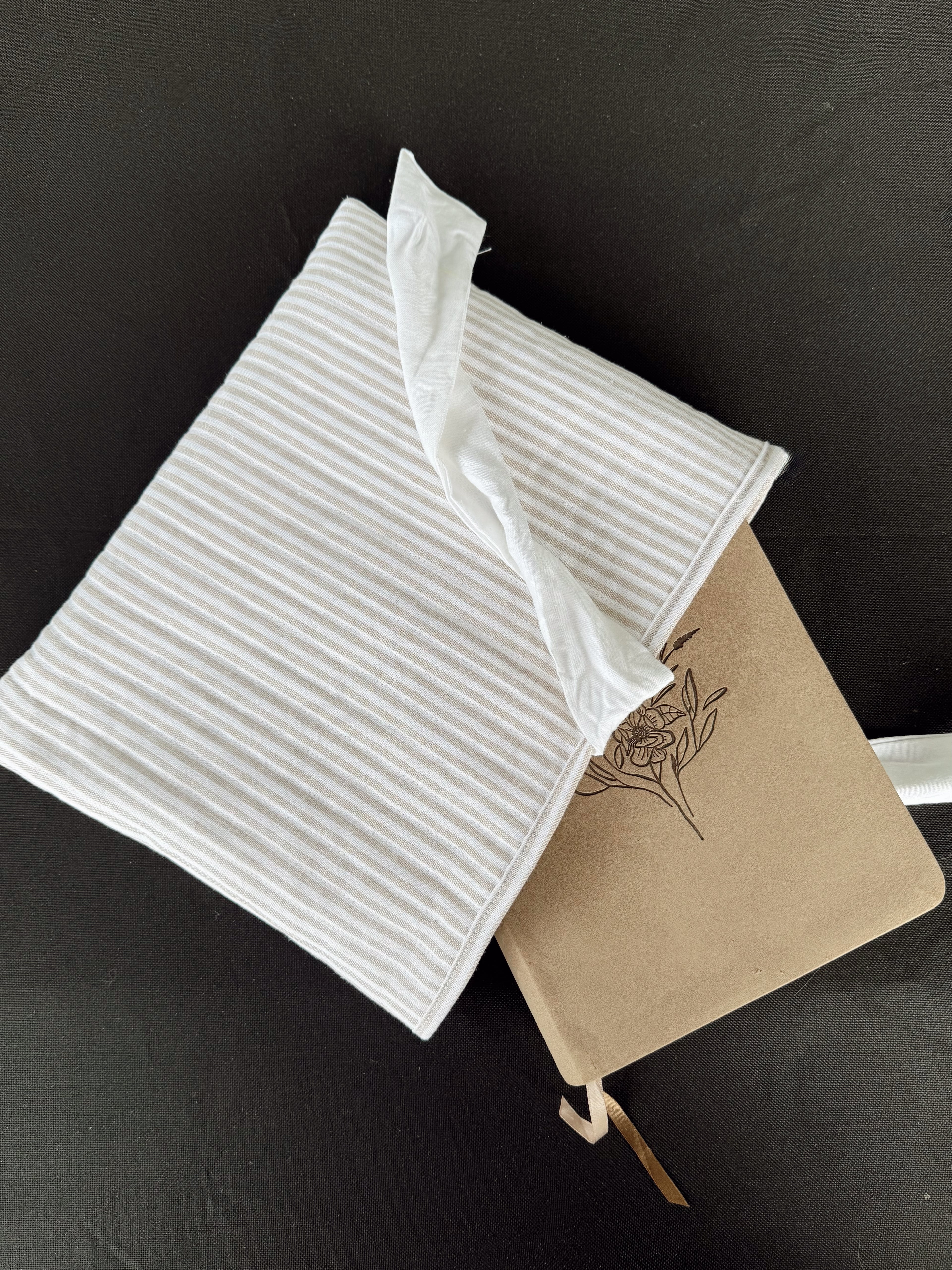 Tan striped Bible cover