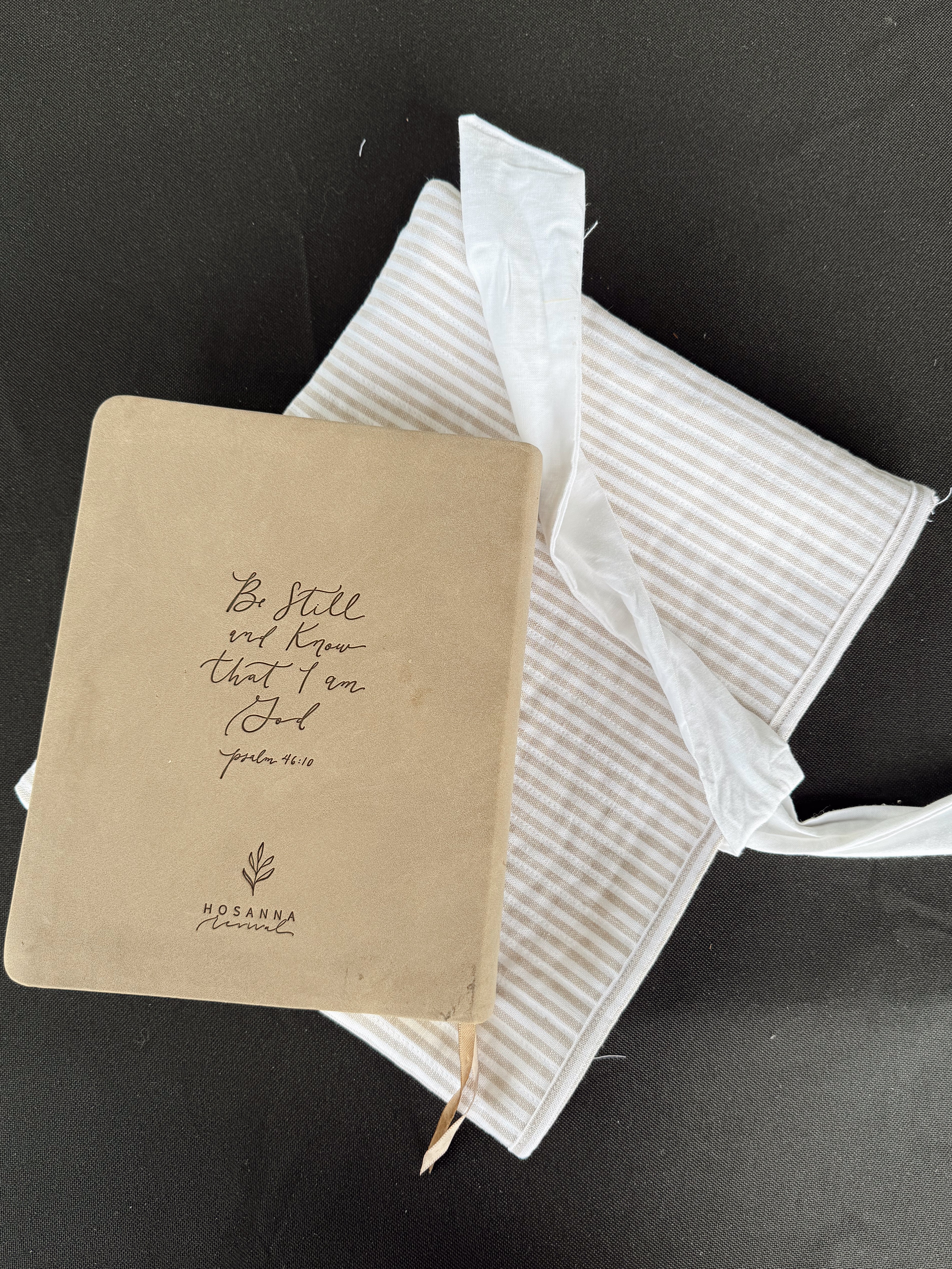Tan striped Bible cover